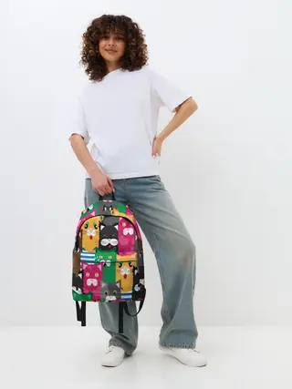 Рюкзак джинсовый / Голодные котики.