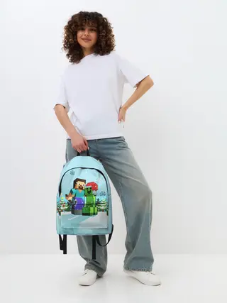 Рюкзак джинсовый / MINECRAFT НОВОГОДНИЙ