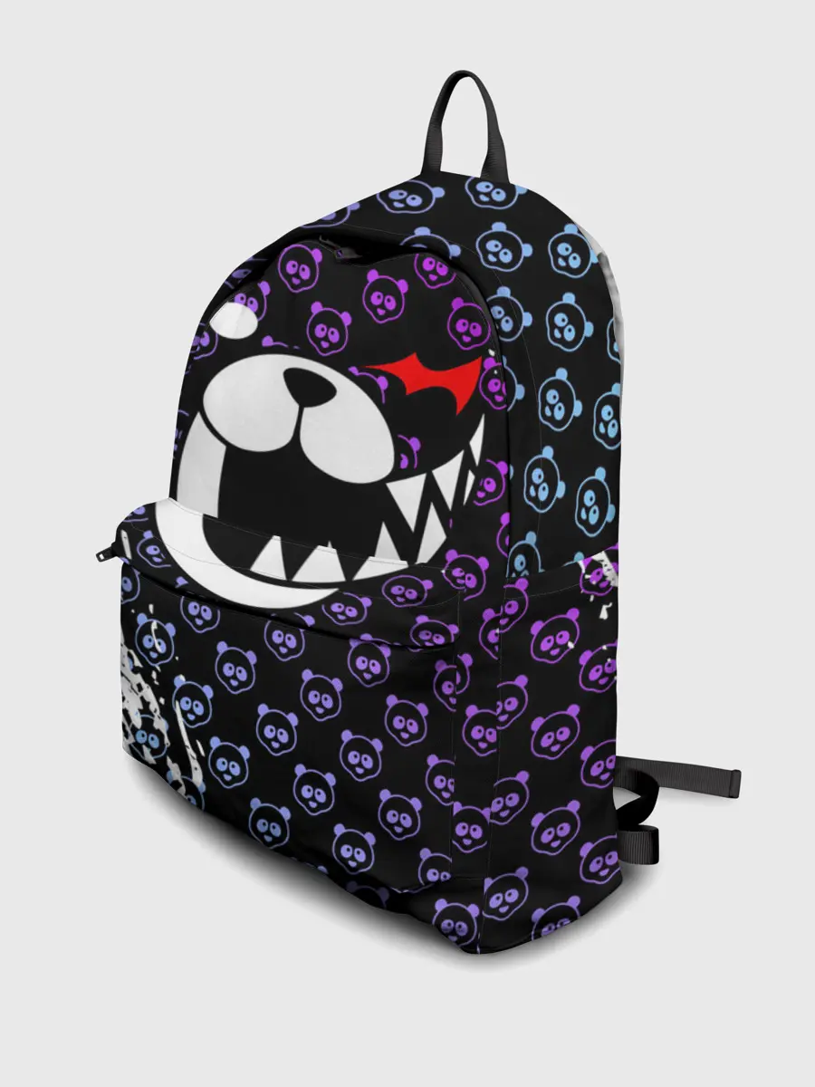 Рюкзак джинсовый / Монокума на фиолетовом паттерне