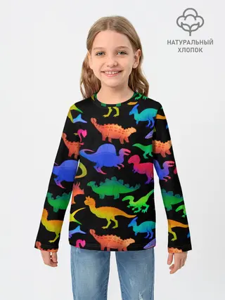 Детский лонгслив / Яркие динозавры