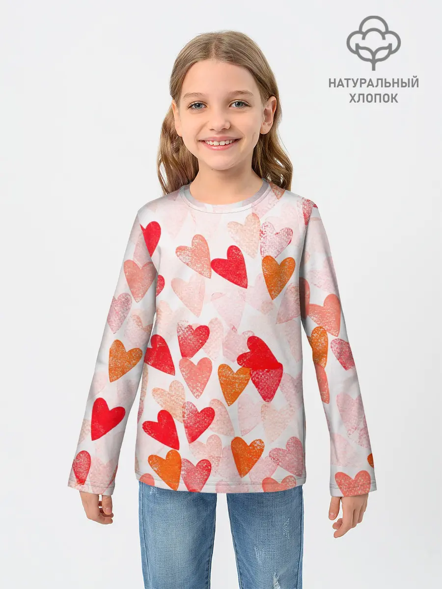 Детский лонгслив / Ванильные сердечки