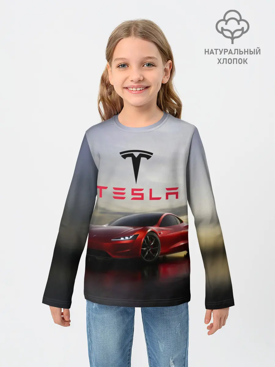 Детский лонгслив / Tesla Roadster