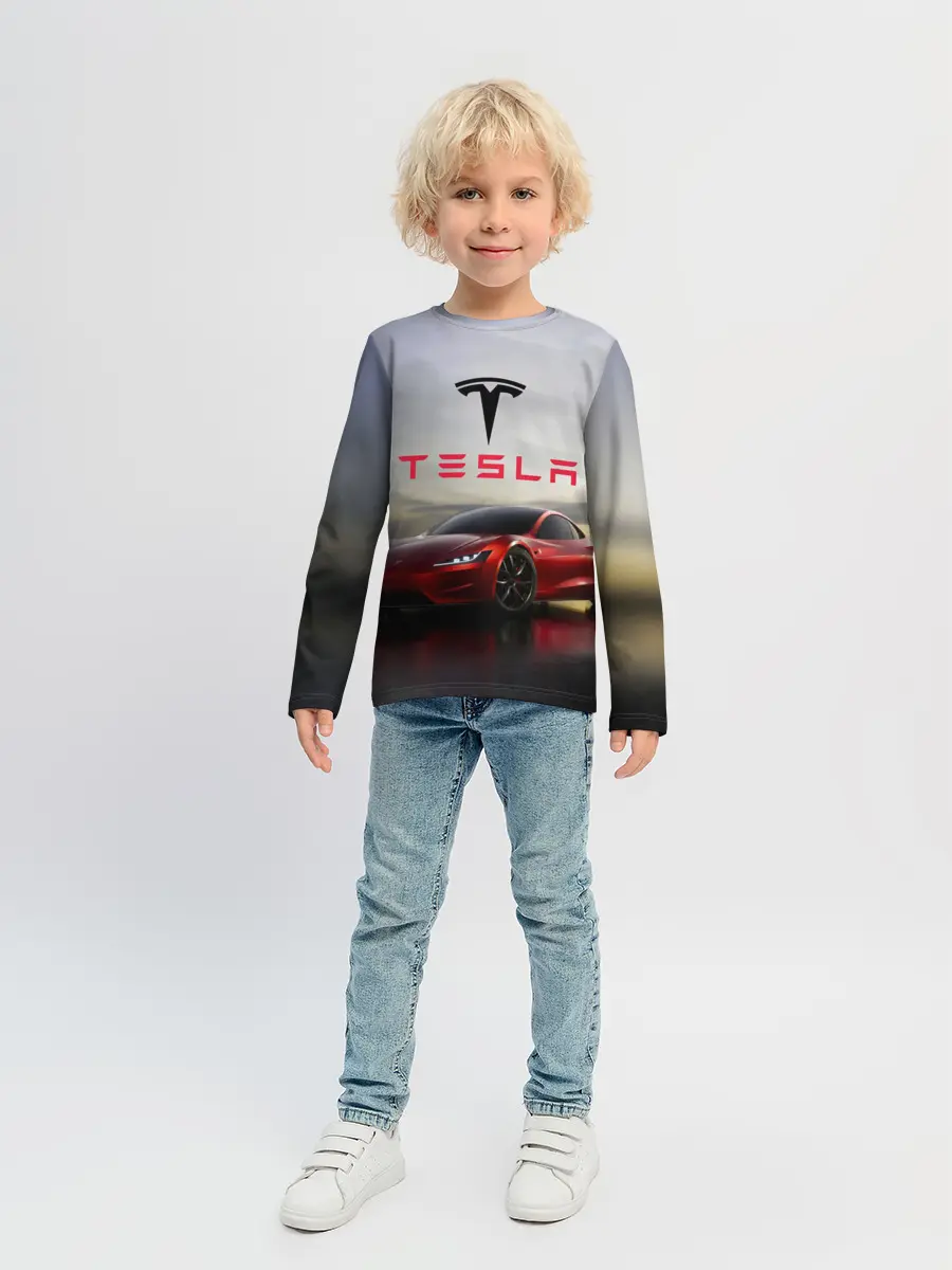 Детский лонгслив / Tesla Roadster