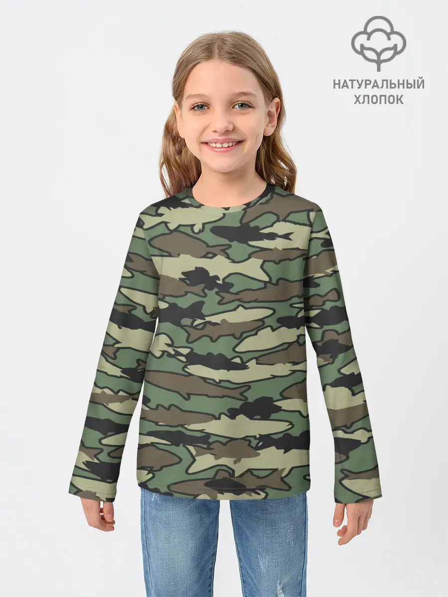 Детский лонгслив / Камуфляж акулы