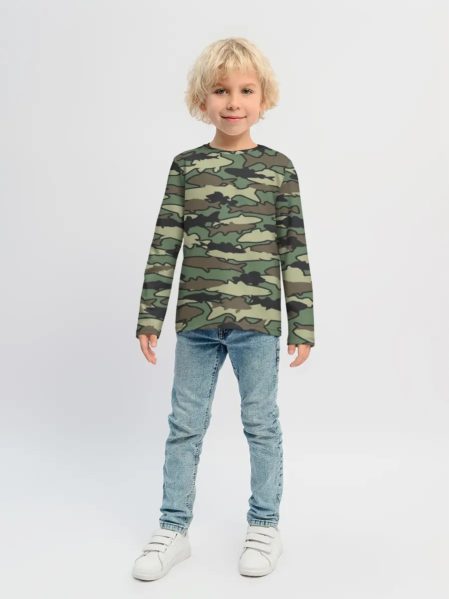 Детский лонгслив / Камуфляж акулы
