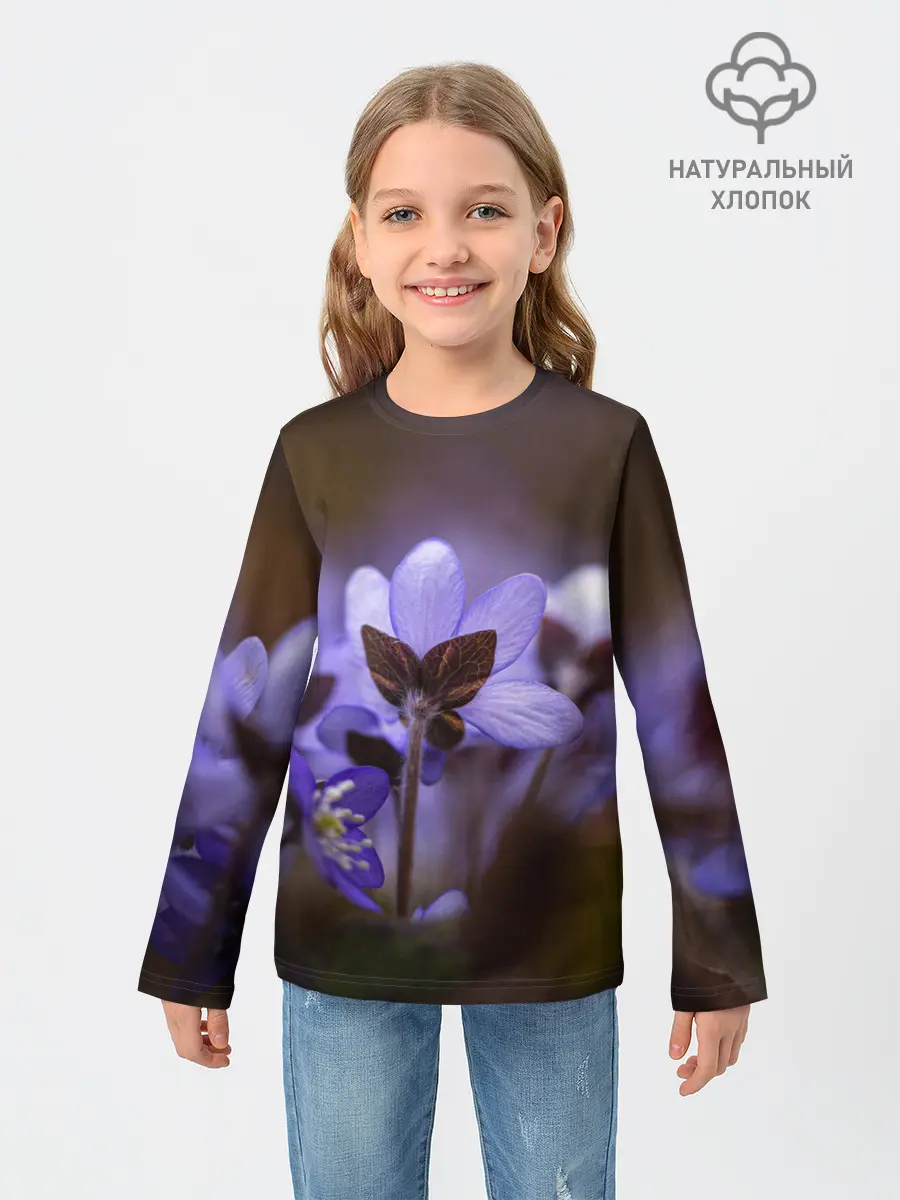 Детский лонгслив / хрупкий цветок фиалка