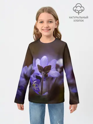 Детский лонгслив / хрупкий цветок фиалка