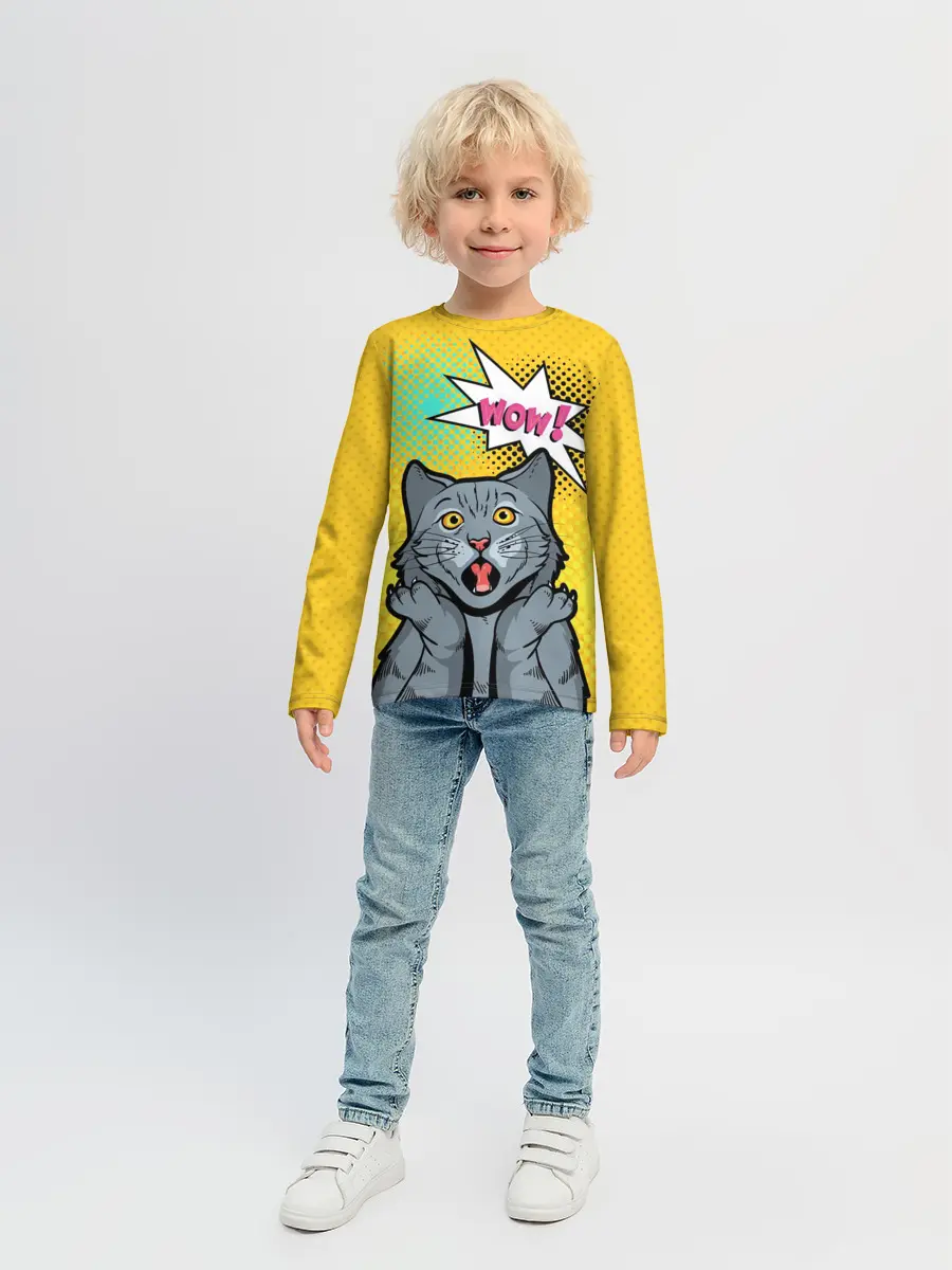 Детский лонгслив / Pop Art Cat | Wow