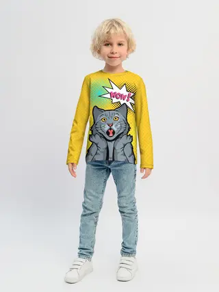 Детский лонгслив / Pop Art Cat | Wow