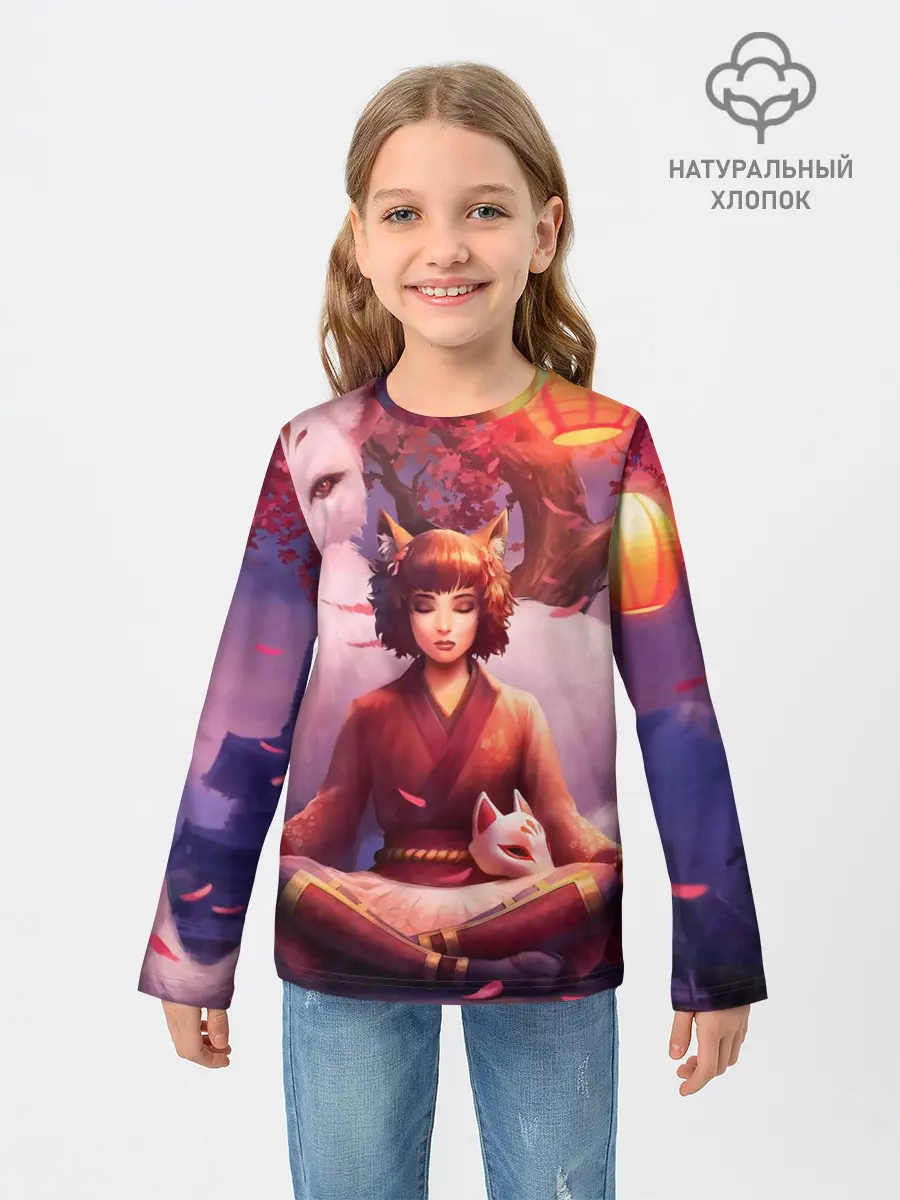 Детский лонгслив / Девушка-лиса