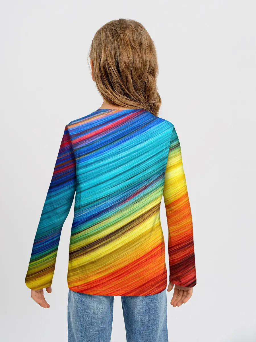 Детский лонгслив / цветной мех диагональ