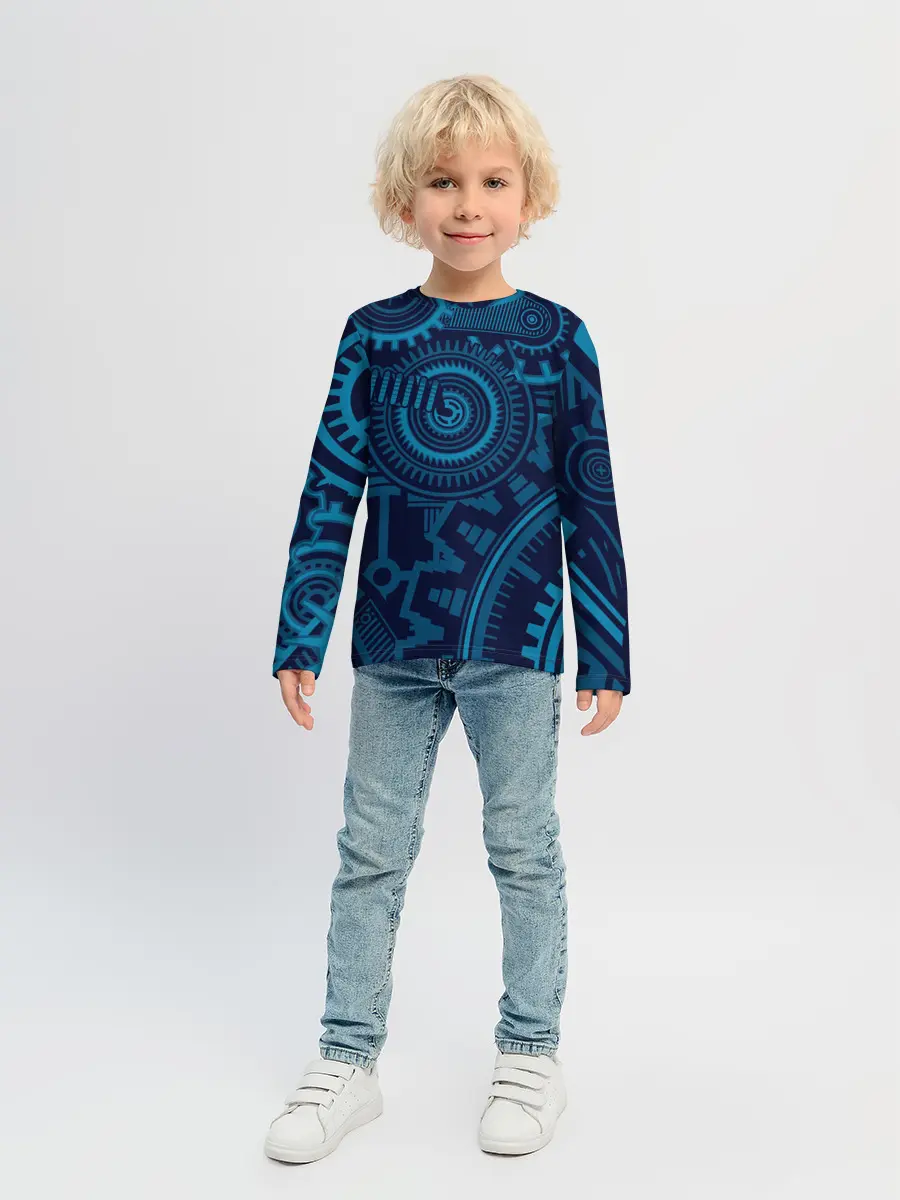 Детский лонгслив / Steampunk Mechanic Blue