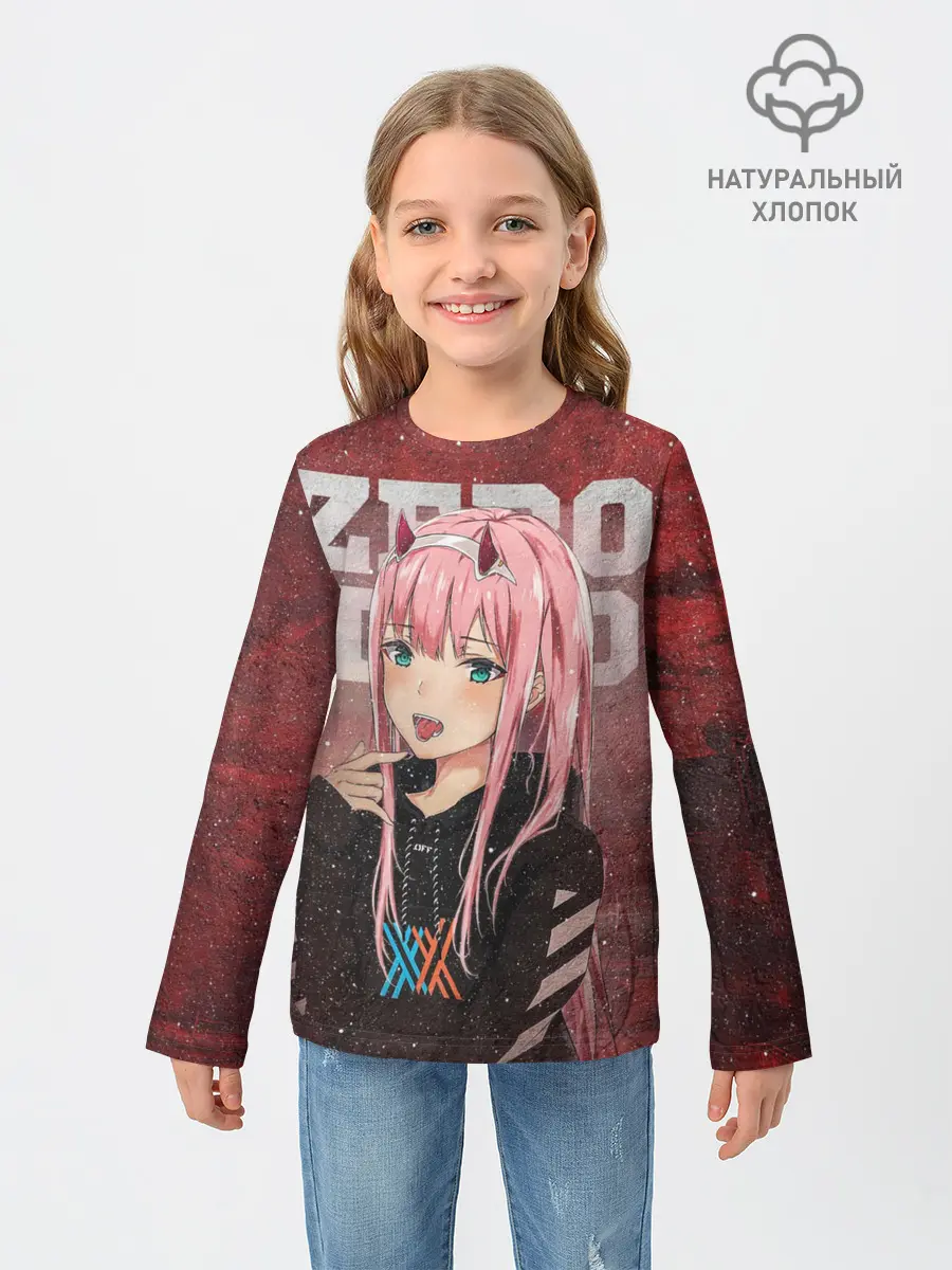 Детский лонгслив / Zero Two в толстовке