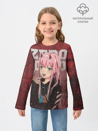 Детский лонгслив / Zero Two в толстовке