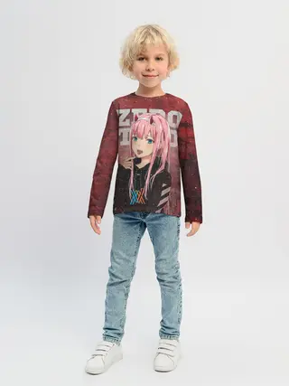 Детский лонгслив / Zero Two в толстовке