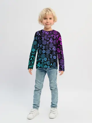 Детский лонгслив / ЛОГО ФУТБОЛЬНЫХ КОМАНД НЕОН