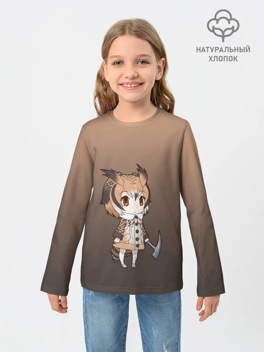 Детский лонгслив / девочка сова с топром