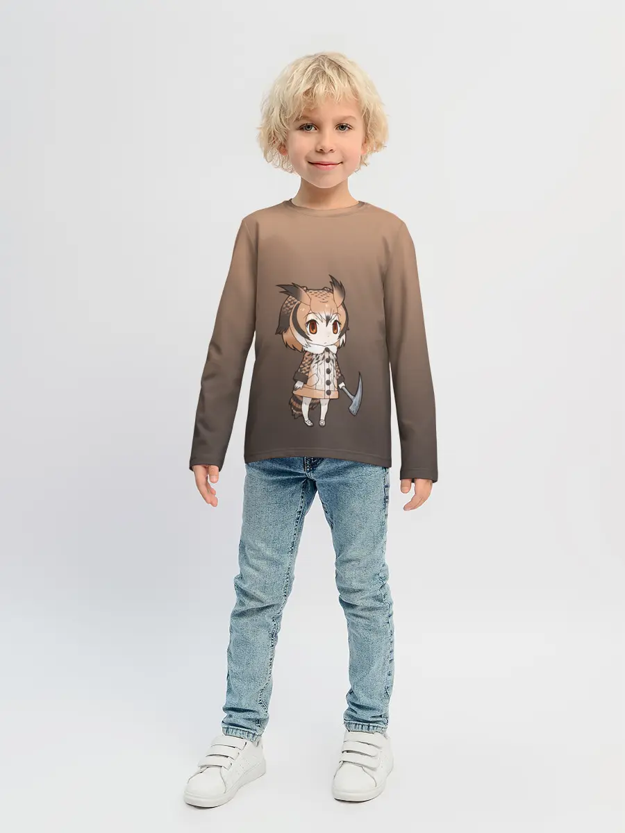 Детский лонгслив / девочка сова с топром