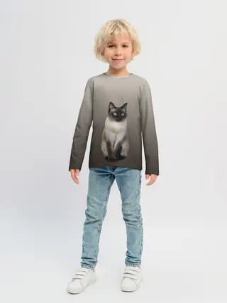 Детский лонгслив / Сиамский кот голубые глаза