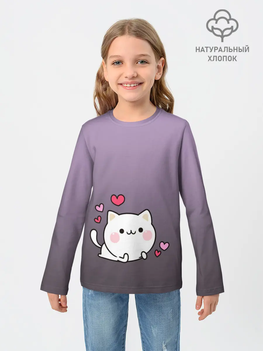 Детский лонгслив / влюбленный котенок