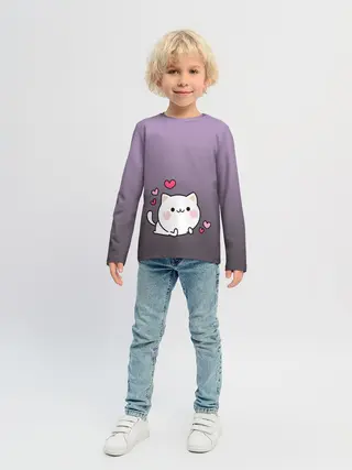 Детский лонгслив / влюбленный котенок