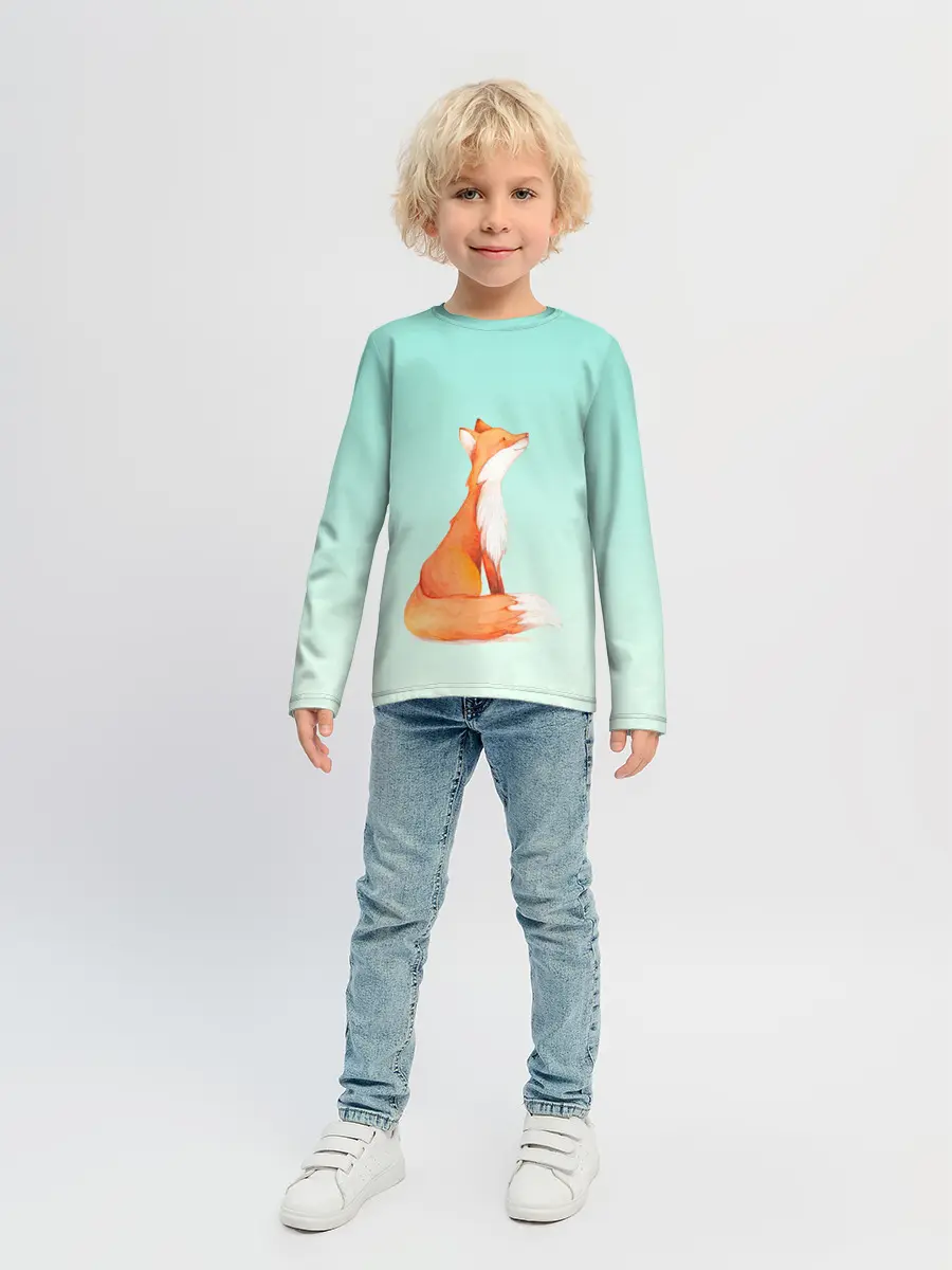 Детский лонгслив / нарисованный лисенок