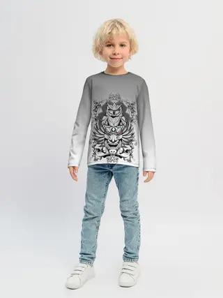 Детский лонгслив / маска сова смерть череп