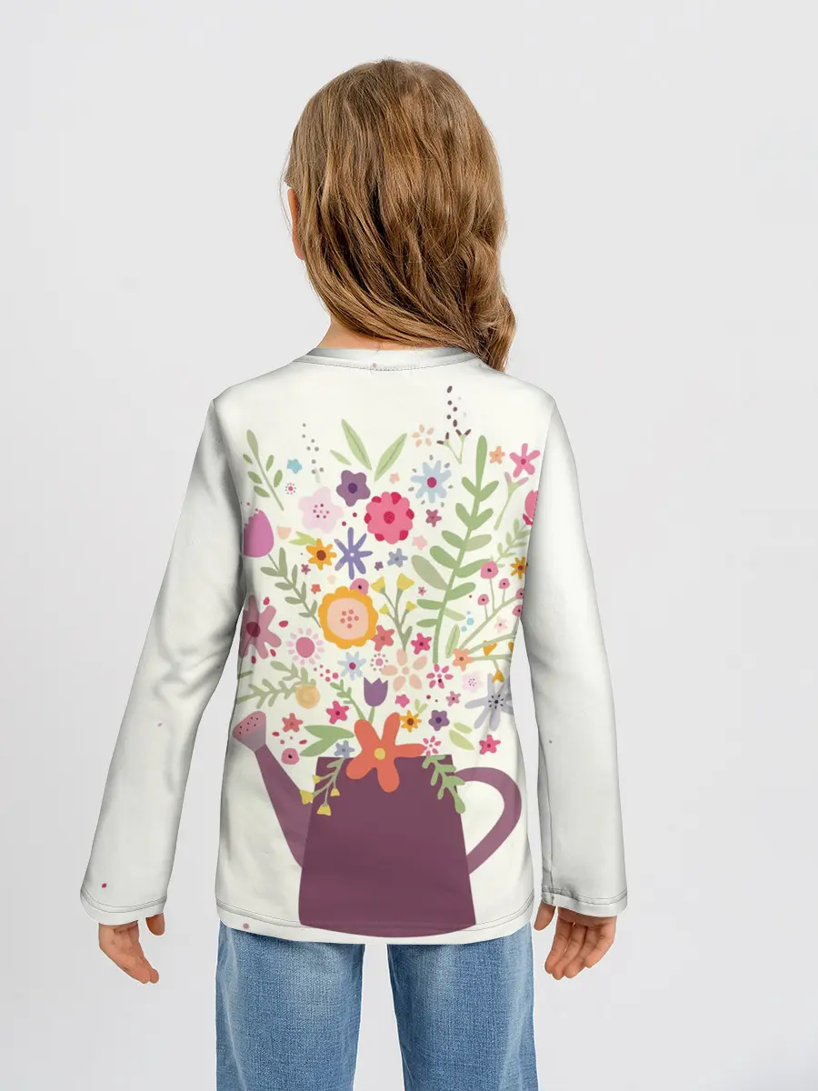 Детский лонгслив / Цветы в чайнике