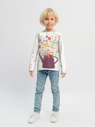 Детский лонгслив / Цветы в чайнике