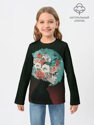 Детский лонгслив / Girl in flowers