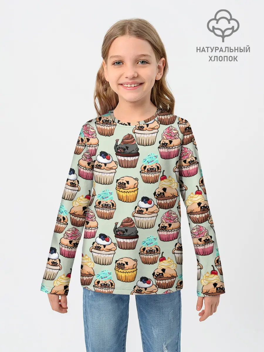 Детский лонгслив / Мопсы - Кексики