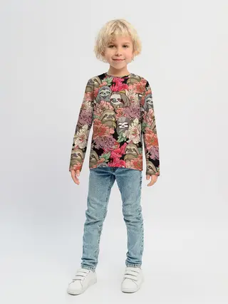 Детский лонгслив / Ленивец & Цветочки