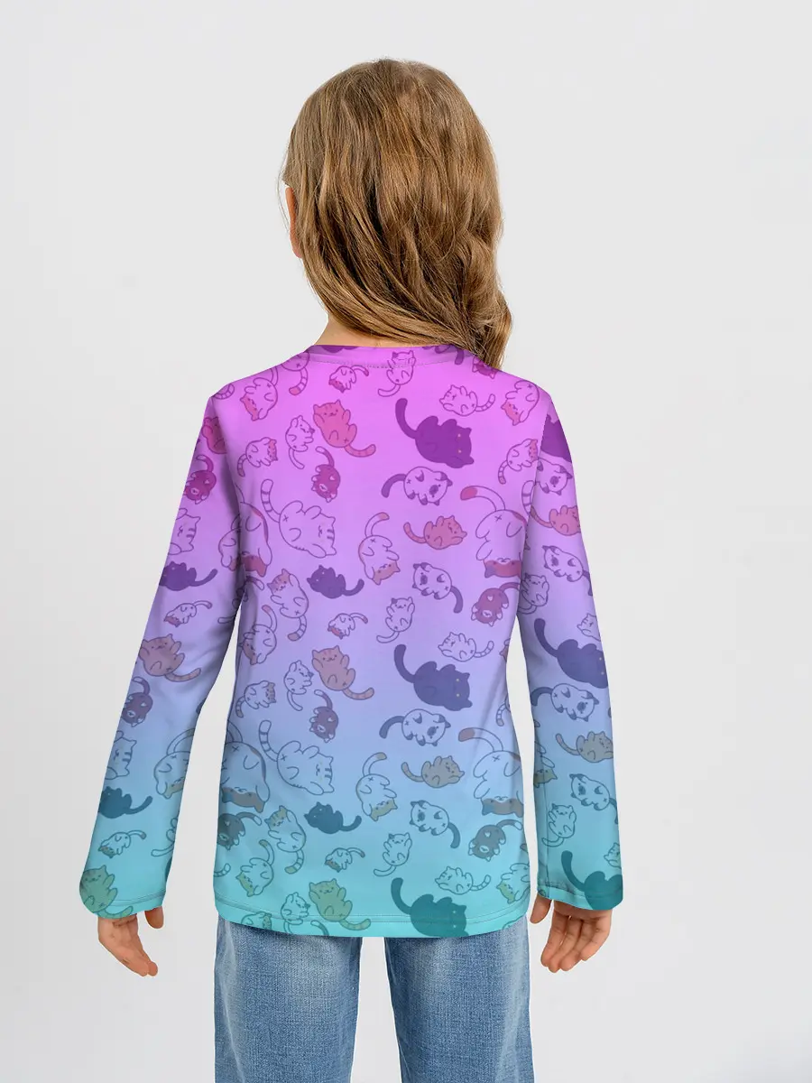 Детский лонгслив / Котики в полете