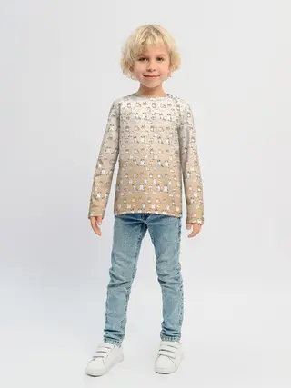 Детский лонгслив / много котиков узор