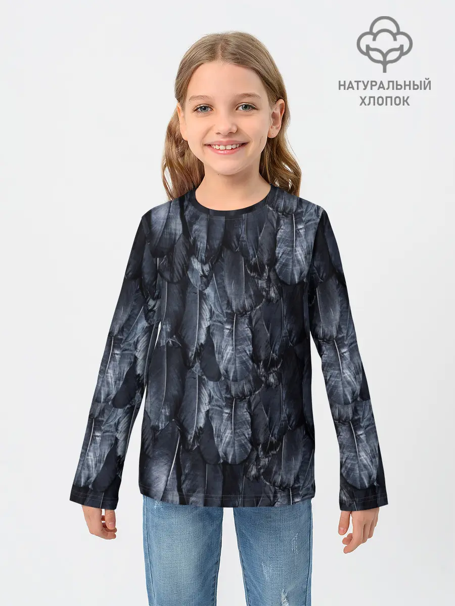 Детский лонгслив / Черный Ворон