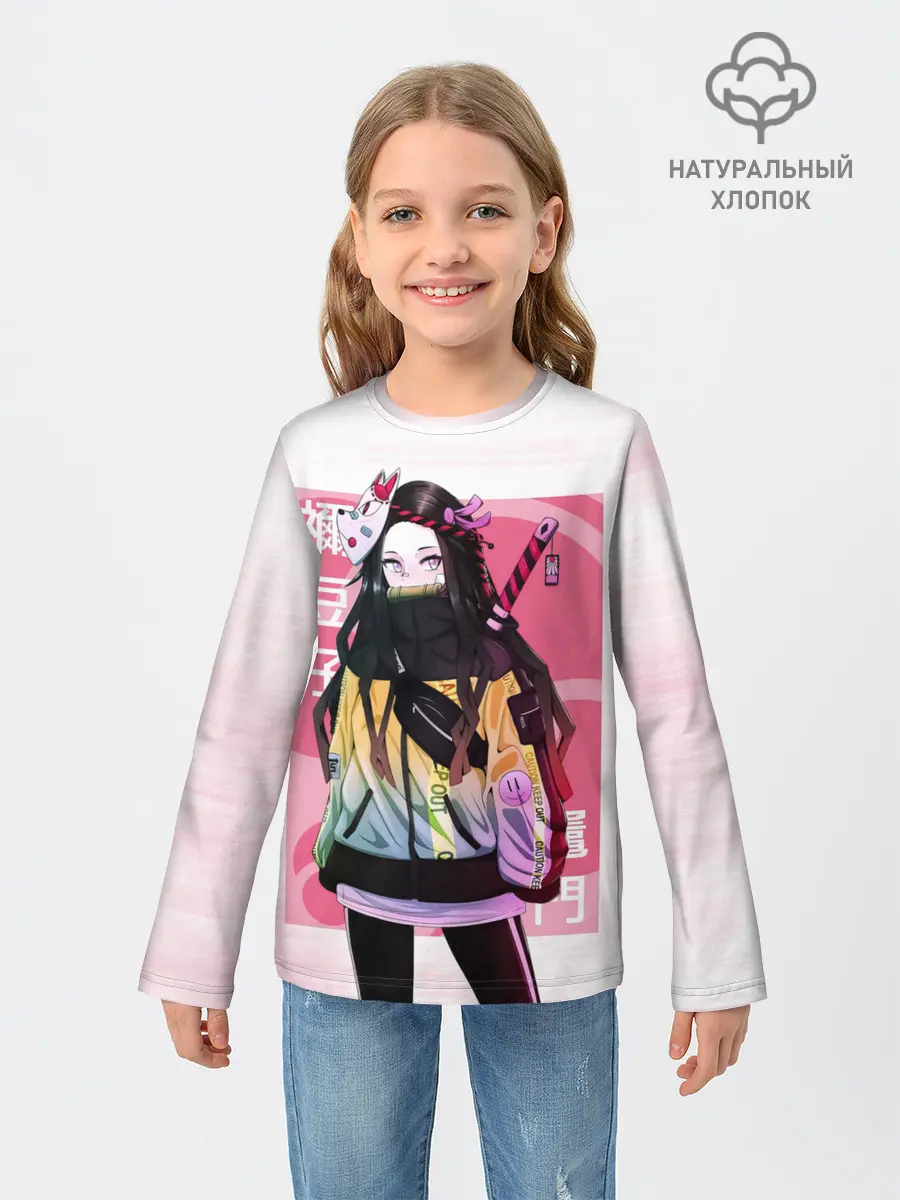 Детский лонгслив / Kimetsu no yaiba розовое