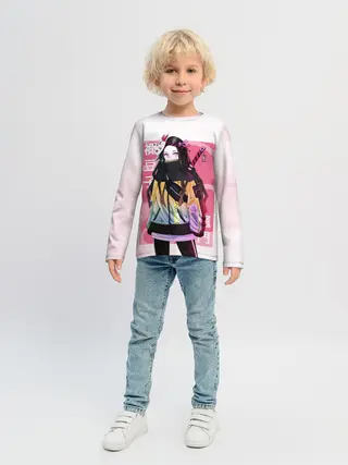 Детский лонгслив / Kimetsu no yaiba розовое