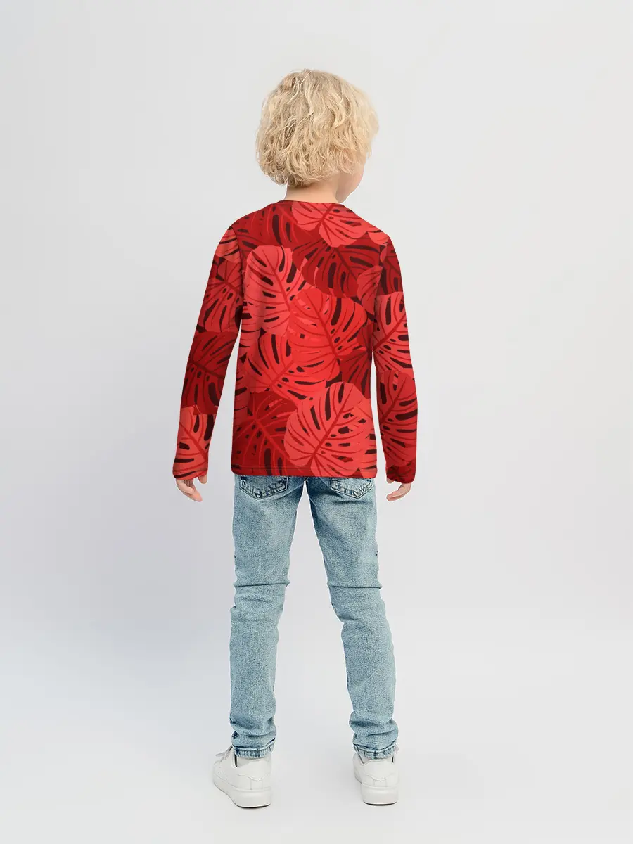 Детский лонгслив / Тропические листья Монстера