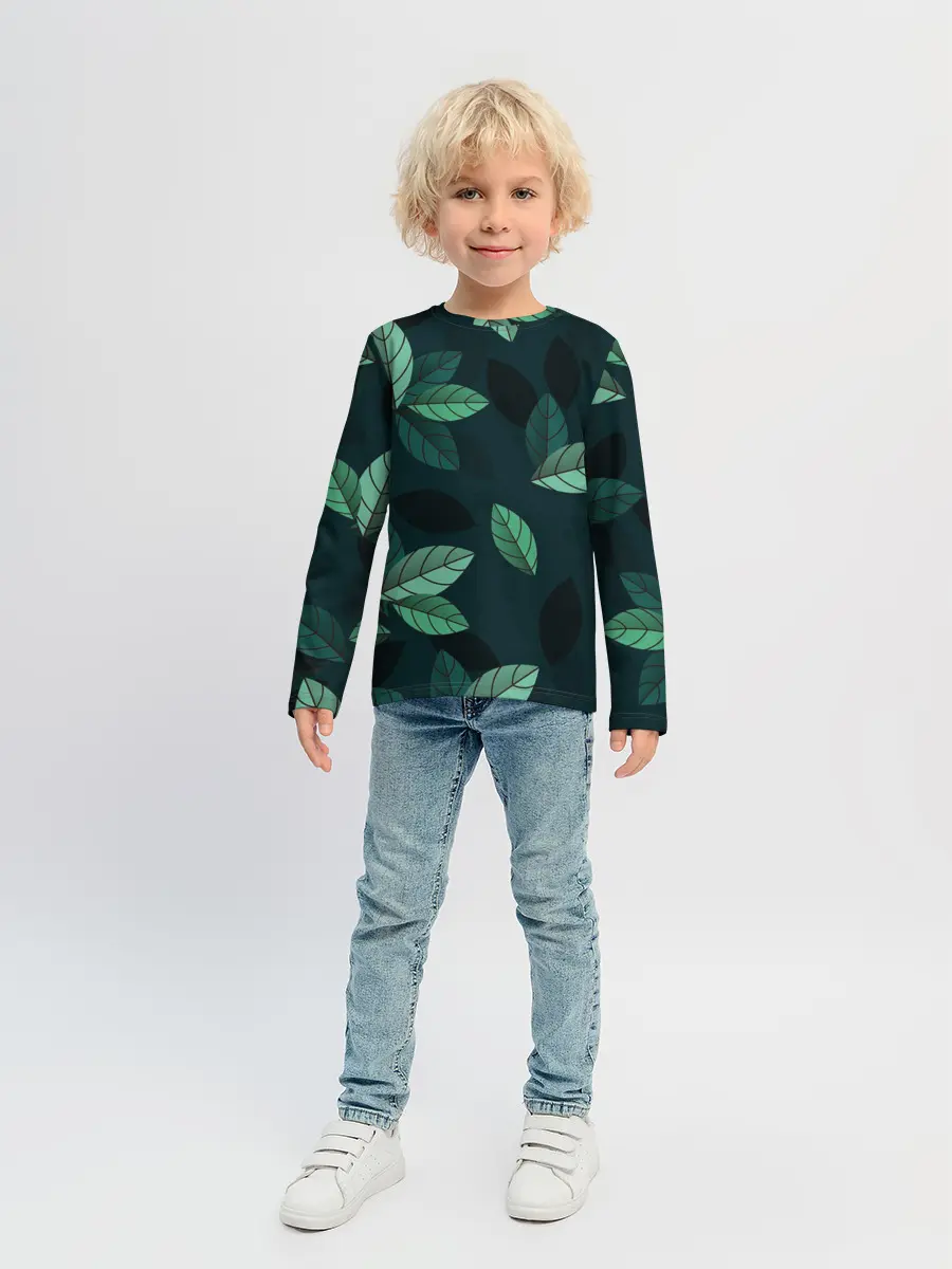 Детский лонгслив / Текстура Листья