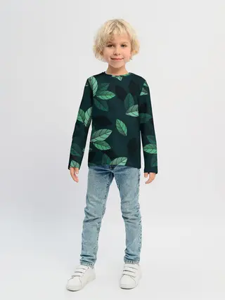 Детский лонгслив / Текстура Листья