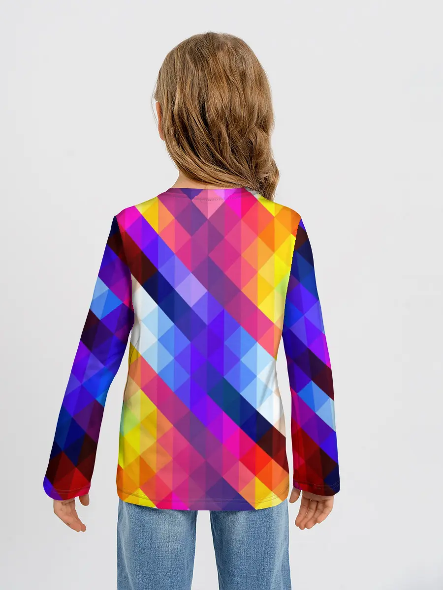 Детский лонгслив / Пиксельная радуга