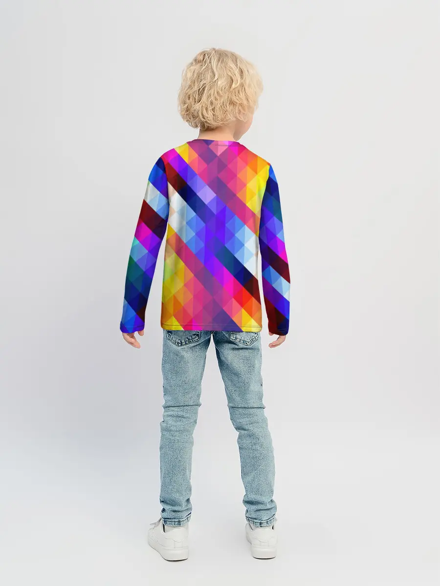 Детский лонгслив / Пиксельная радуга