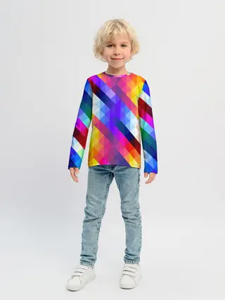 Детский лонгслив / Пиксельная радуга