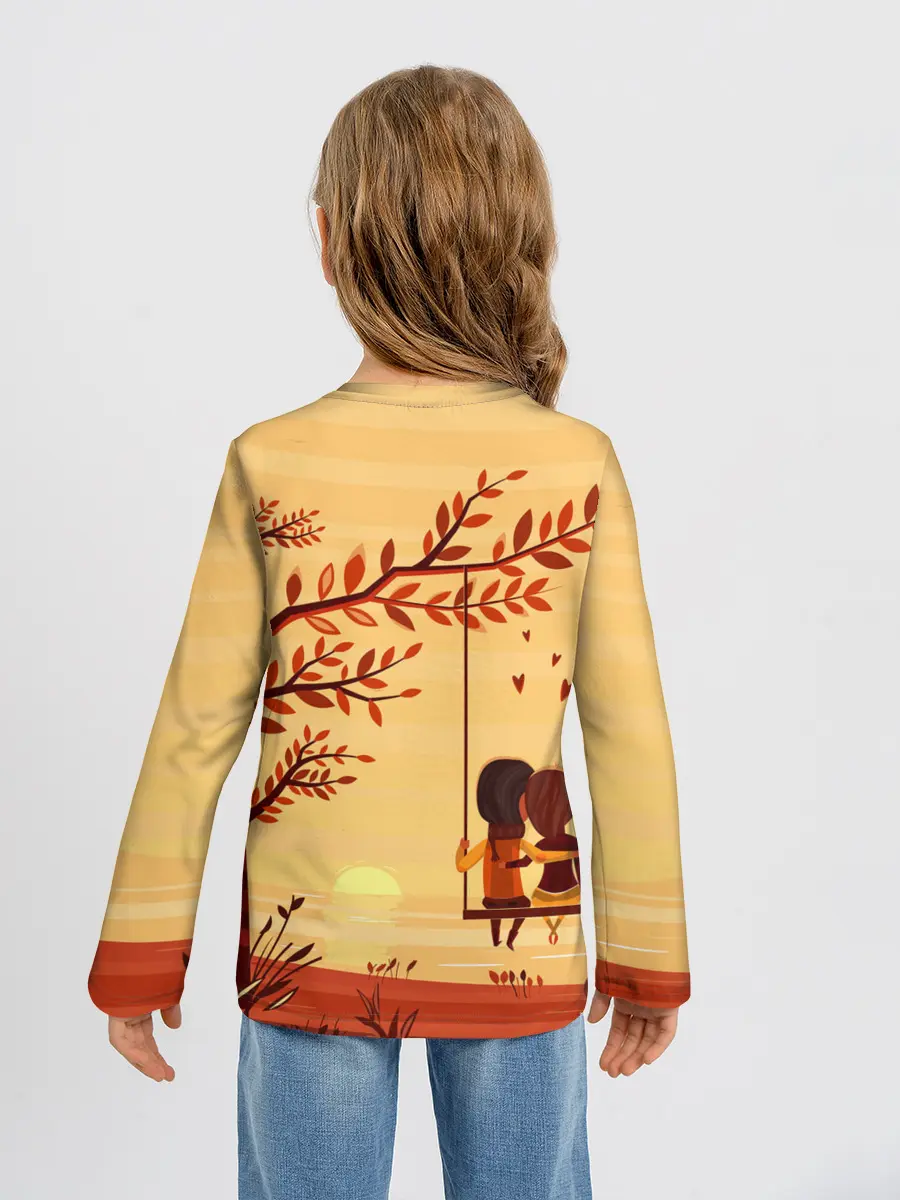 Детский лонгслив / Романтика. Пара на качелях