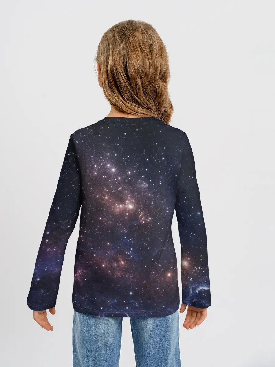 Детский лонгслив / Кот на Жирафе