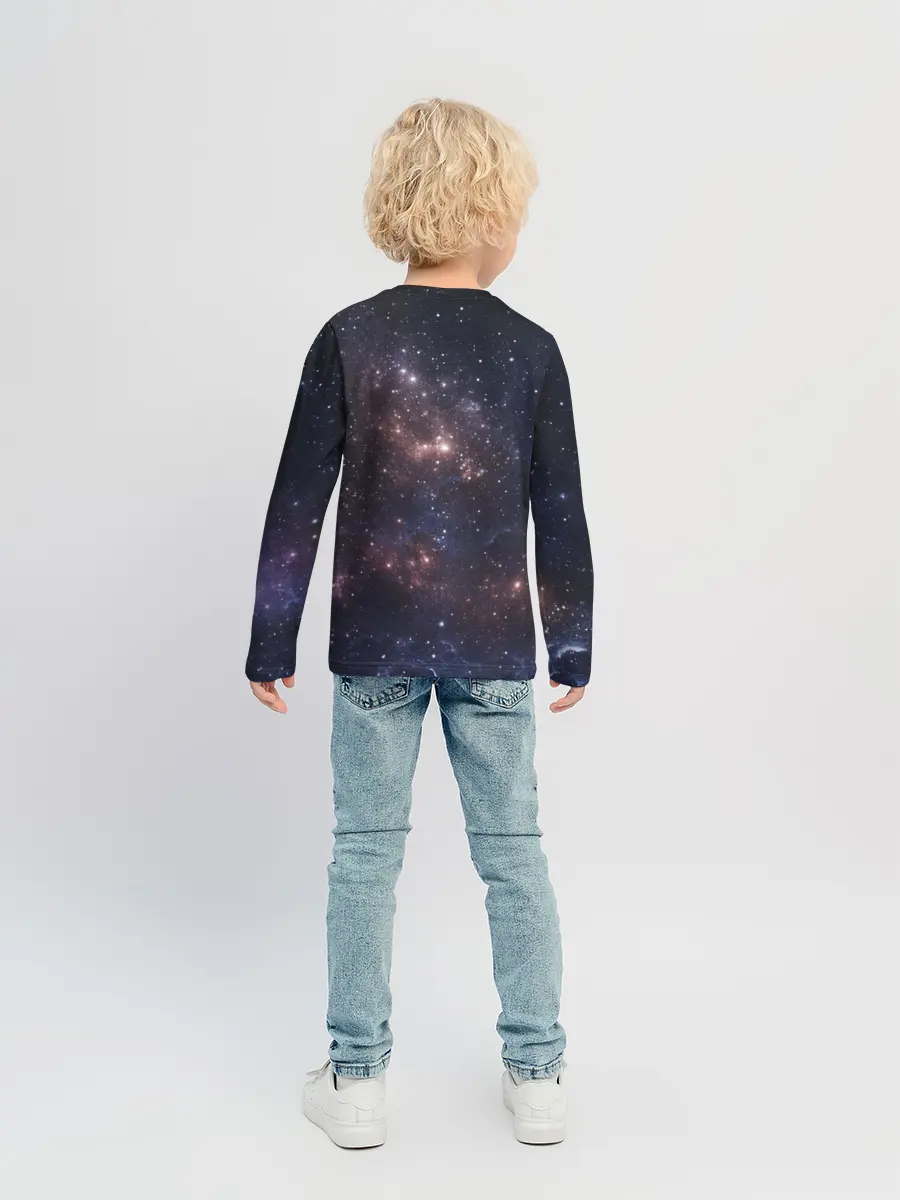 Детский лонгслив / Кот на Жирафе