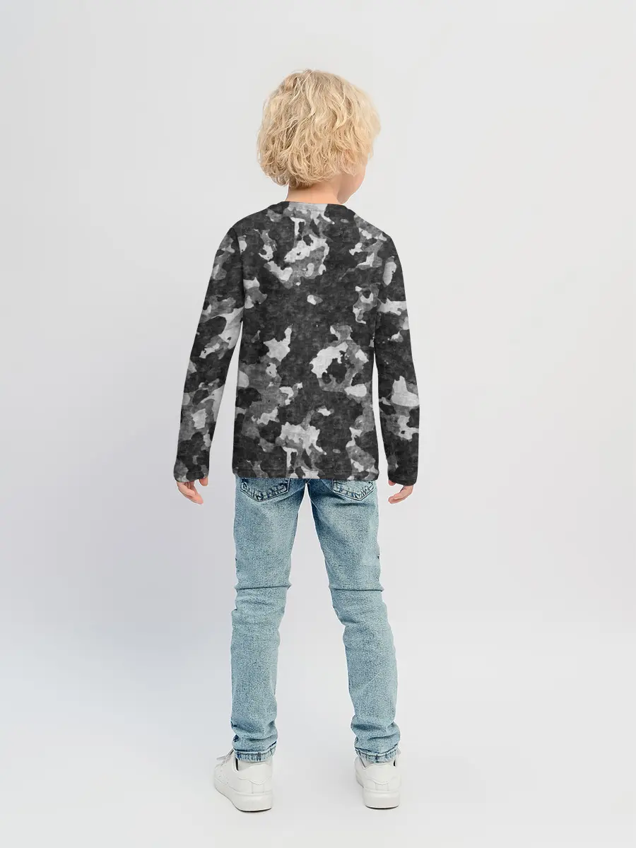 Детский лонгслив / Gray Camouflage