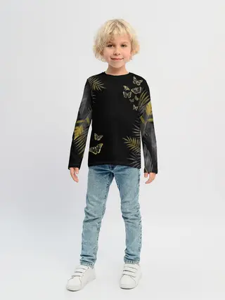 Детский лонгслив / ЗОЛОТЫЕ БАБОЧКИ И ПАПОРОТНИК