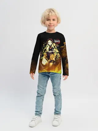 Детский лонгслив / Танджиро Камадо в огне