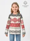 Детский лонгслив / Славянский узор красно-черный